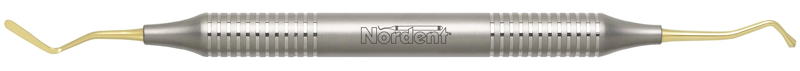 Nordent Composite Placement Instrument, Double-End, #23T Paddle/Acorn, Titanium Nitride Coated, DuraLite Round Handle, REPFI23T
