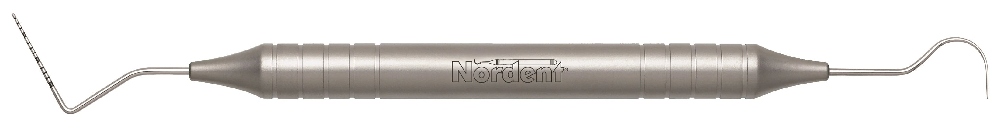 Nordent Expro Double-Ended Explorer/Probe, #23 Shepherd's Hook Explorer & UNC 15 Color-Coded Probe, 1-15 mm Markings, DuraLite Round Handle, N15-23