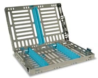Nordent Sterilization Cassette, Medium, 10 Instrument Capacity, Stainless Steel, Blueberry, Single-Sided, Autoclavable