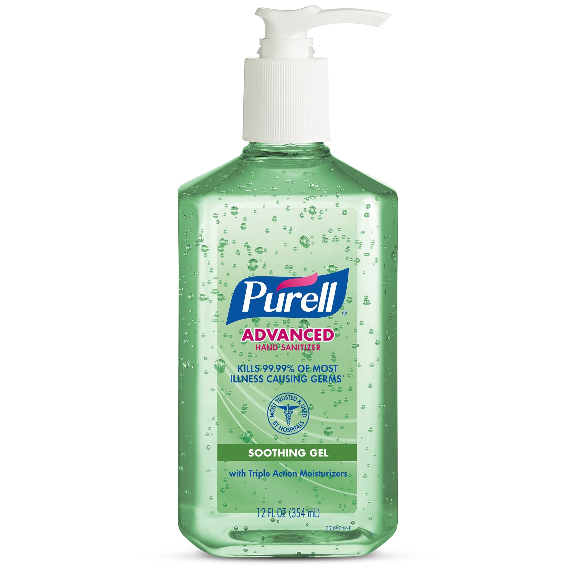 Purell Advanced Soothing Gel Hand Sanitizer, 12 fl oz Pump Bottle, 70% Ethyl Alcohol, 1/Bottle, 3639-12