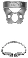 Hu-Friedy Satin Steel Rubber Dam Clamp, #27N, Wingless, Premolars, 1/Pk, RDCM27N