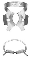 Hu-Friedy Satin Steel Rubber Dam Clamp, #56, Winged, Large Molars, 1/Pk, RDCM56