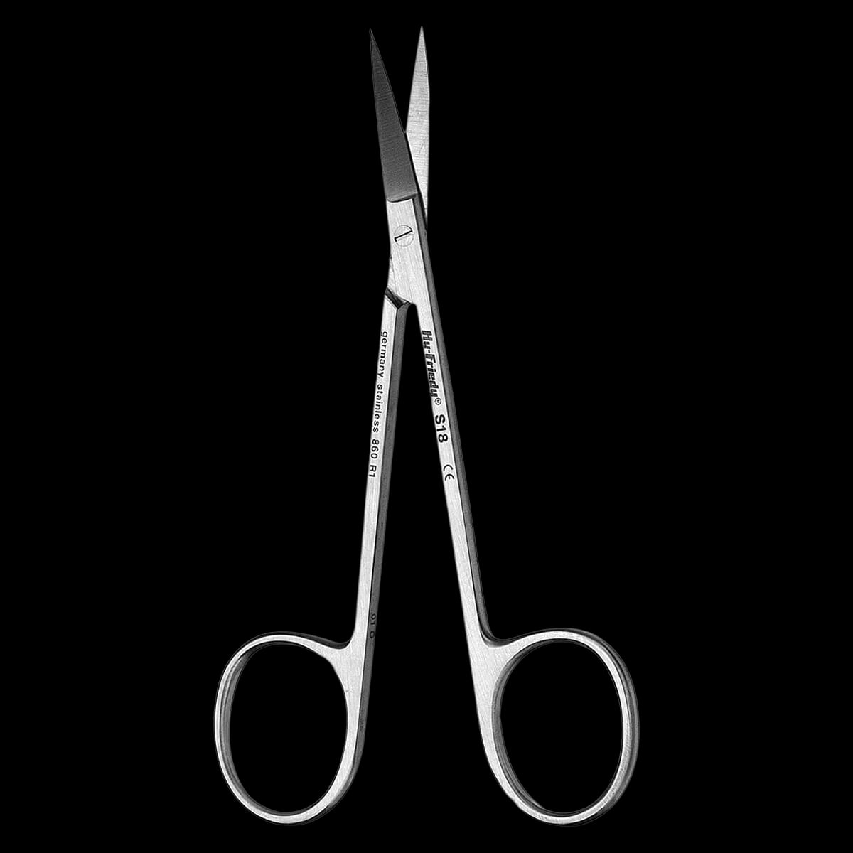 Hu-Friedy S18 Iris Scissors, Curved/Delicate, #18, 4-1/2" (11.5 cm), Stainless Steel, 1/Pk