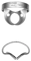 Hu-Friedy Satin Steel Rubber Dam Clamp, Wingless, #W14A, for Partially Erupted/Irregularly Shaped Molars, 1 Each, RDCMW14A