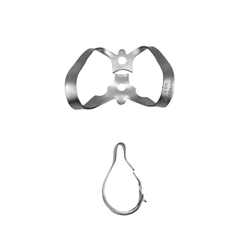 Hu-Friedy Satin Steel Rubber Dam Clamp, #6, Anterior, Winged, RDCM6
