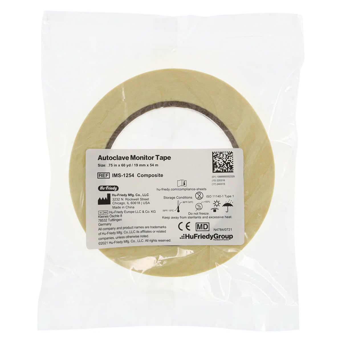 Hu-Friedy IMS Autoclave Monitor Tape, Composite, 3/4" x 60 yd Roll, IMS-1254