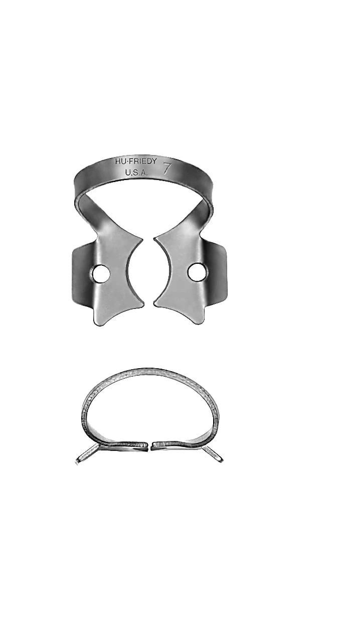 Hu-Friedy Satin Steel Rubber Dam Clamp, #7, Winged, Lower Molars, 1/Pk, RDCM7