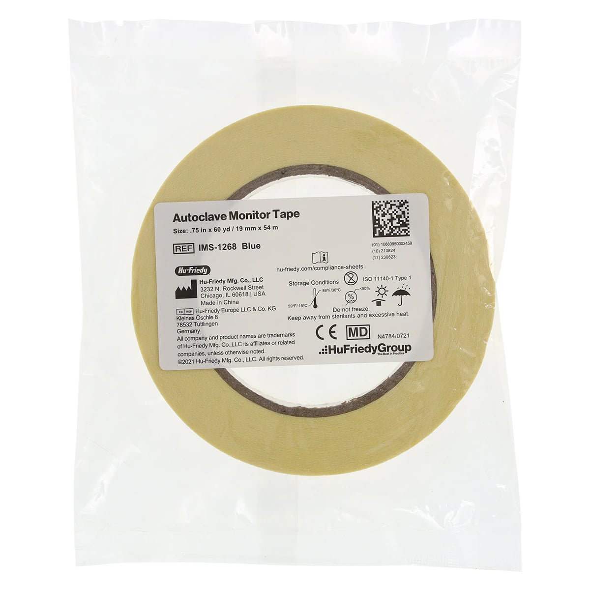 Hu-Friedy IMS Autoclave Monitor Tape, Blue, 3/4 in x 60 yd Roll, IMS-1268