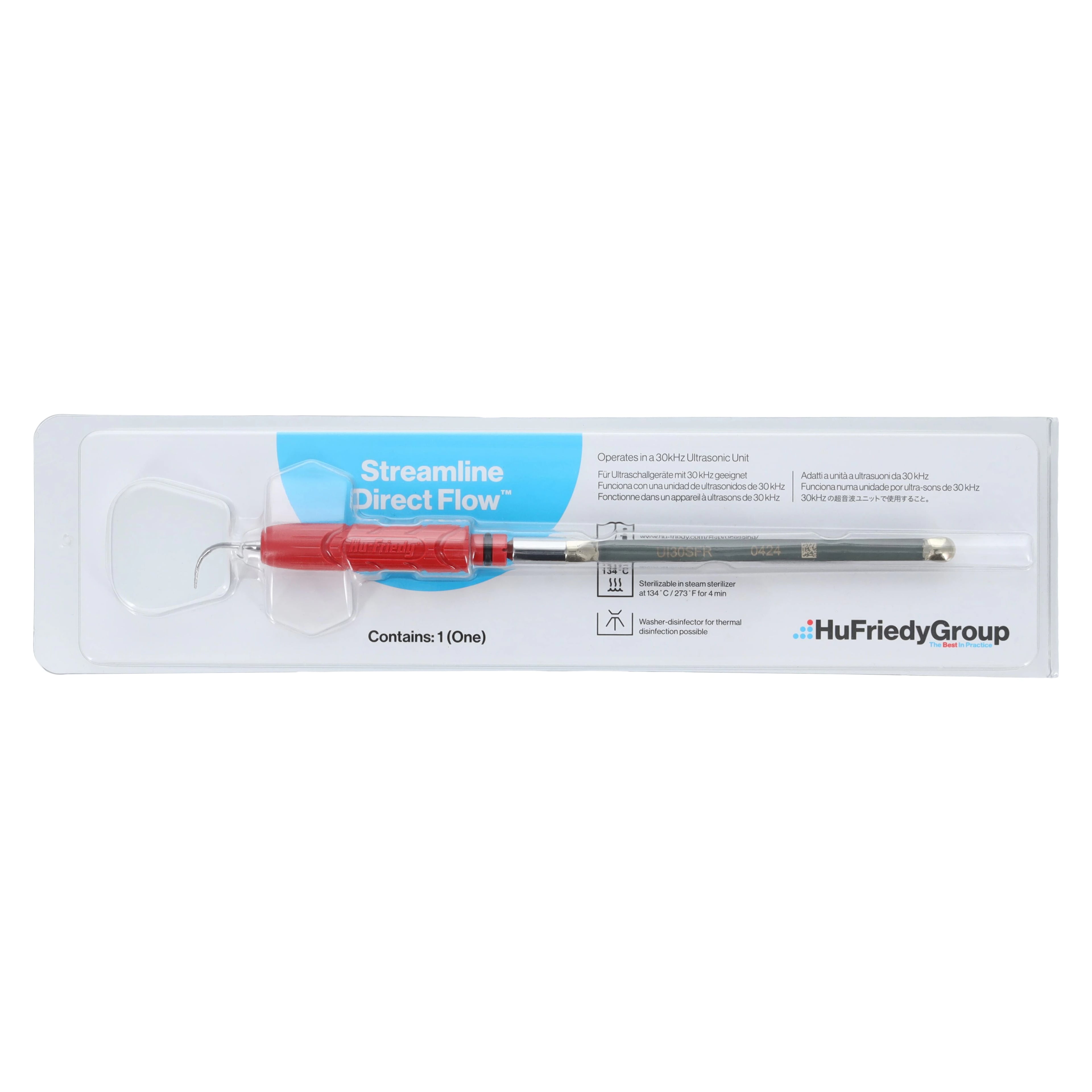 Hu-Friedy Streamline Direct Flow Ultrasonic Insert, Right, 30K Red Resin Handle, UI30SFR