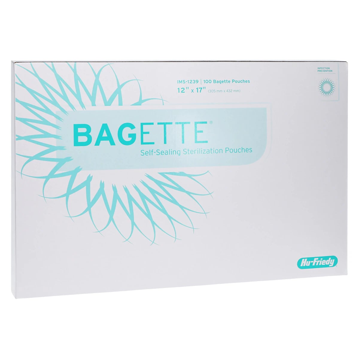 Hu-Friedy IMS Bagette Self-Sealing Sterilization Pouches, 12" x 17", Blue/White, 100/Box, IMS-1239