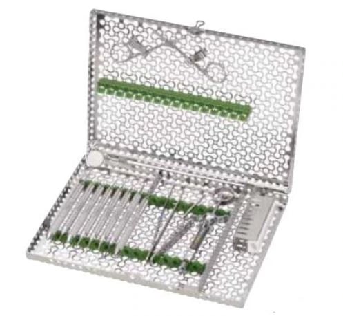 Hu-Friedy IMS Infinity Series Instrument Cassette, 12-Instrument with Accessory Area, Stainless Steel, Black Silicone Rails, 11" x 1.25" x 8", IMN4127