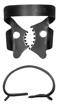 Hu-Friedy Black Line Rubber Dam Clamp #13A, Winged, Lower Left Molars, Satin Steel, RDCM13AX