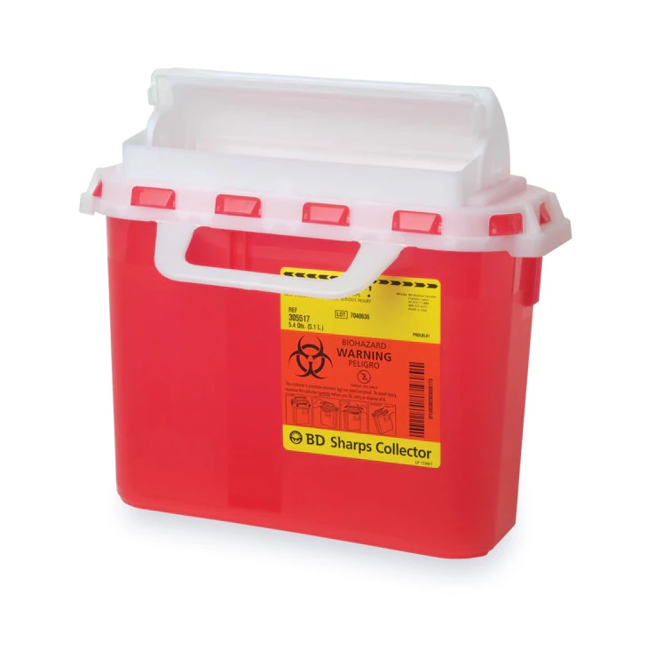 BD Sharps Collector with Counter-Balanced Door, 5.4 Qt, Large, Red, 305517