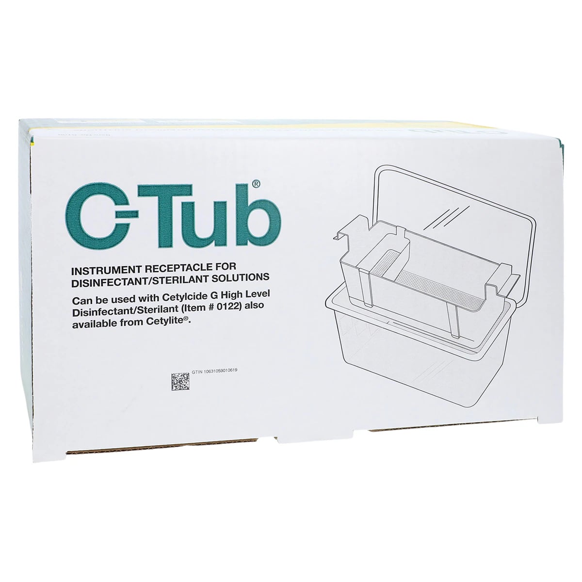 Cetylite C-Tub Instrument Receptacle, 1 Gallon, White with Gray Lid, 0106
