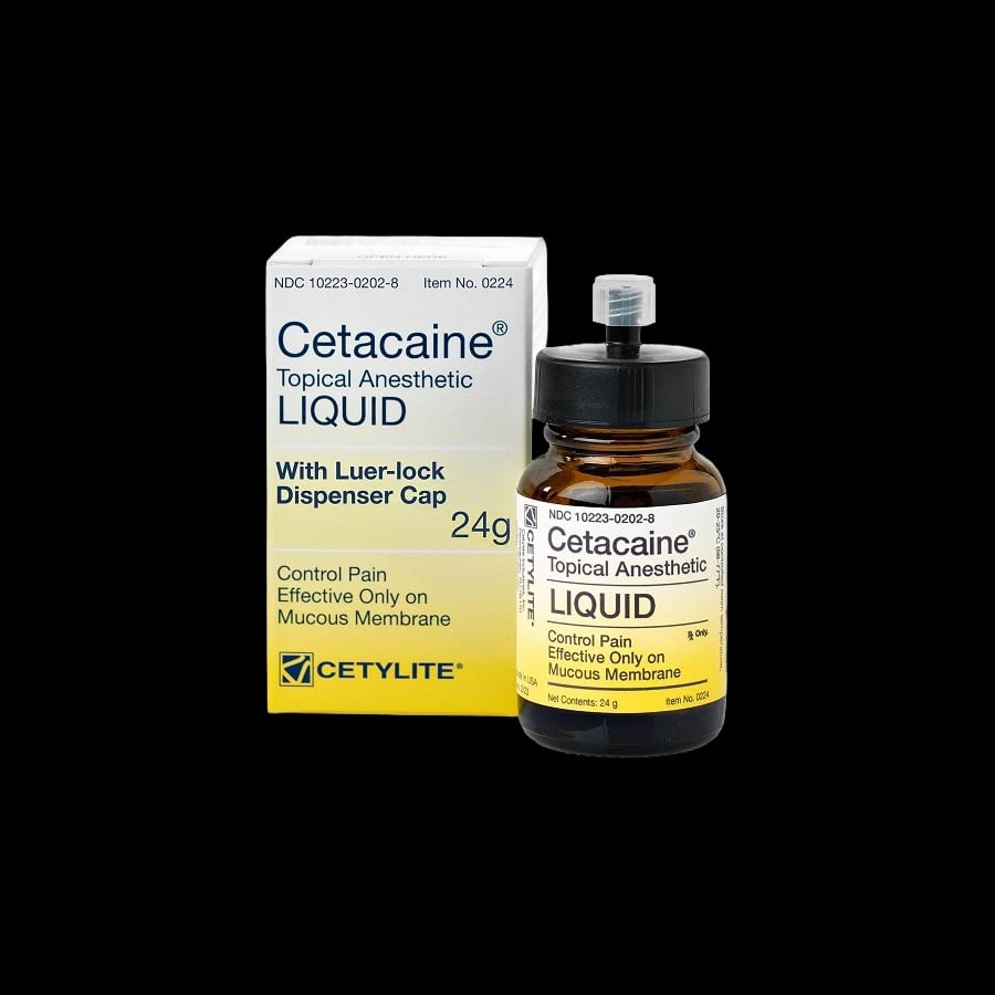 Cetacaine Topical Anesthetic Liquid, 14% Benzocaine / 2% Butamben / 2% Tetracaine HCl, Banana Flavor, 24 g Bottle, 0224