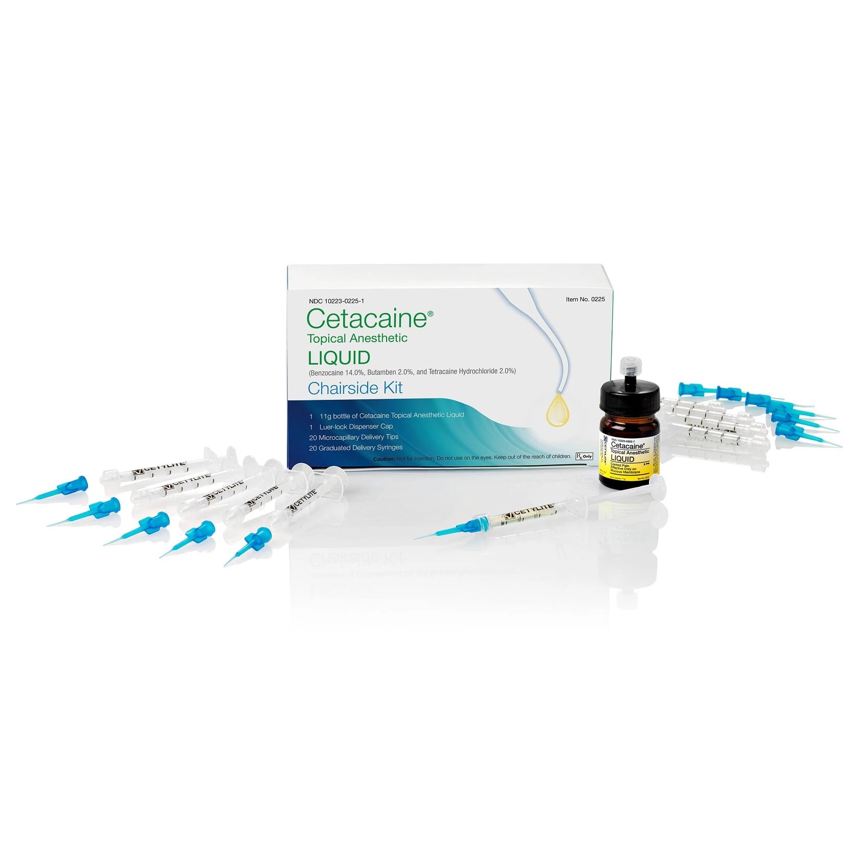 Cetacaine Topical Anesthetic Liquid Chairside Kit, 11g Bottle with 20 Delivery Syringes and 20 Microcapillary Tips, Banana Flavor, 0225