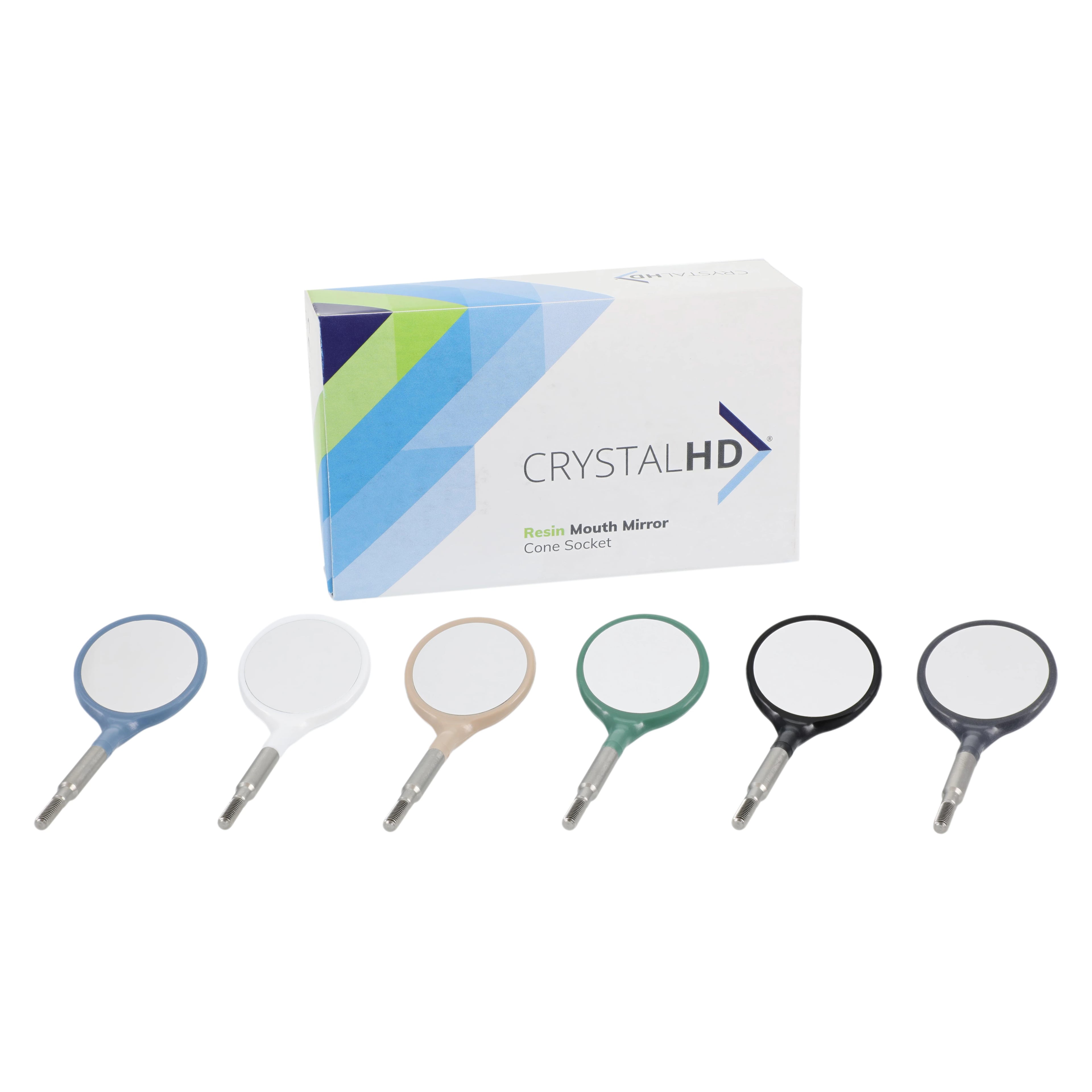 Zirc Crystal HD Plastic Mouth Mirror Head, #5 Cone Socket, Assorted Pastel, 12/Pkg, 50Z372-Pstl