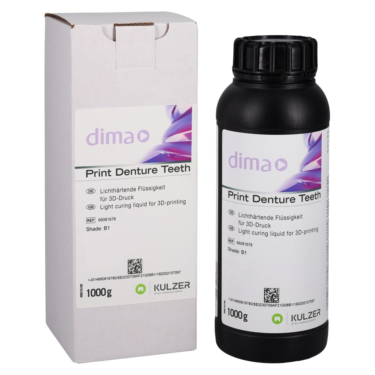 Kulzer dima Print Denture Teeth 3D Printing Resin, Shade B1, 1 Each, 66081678