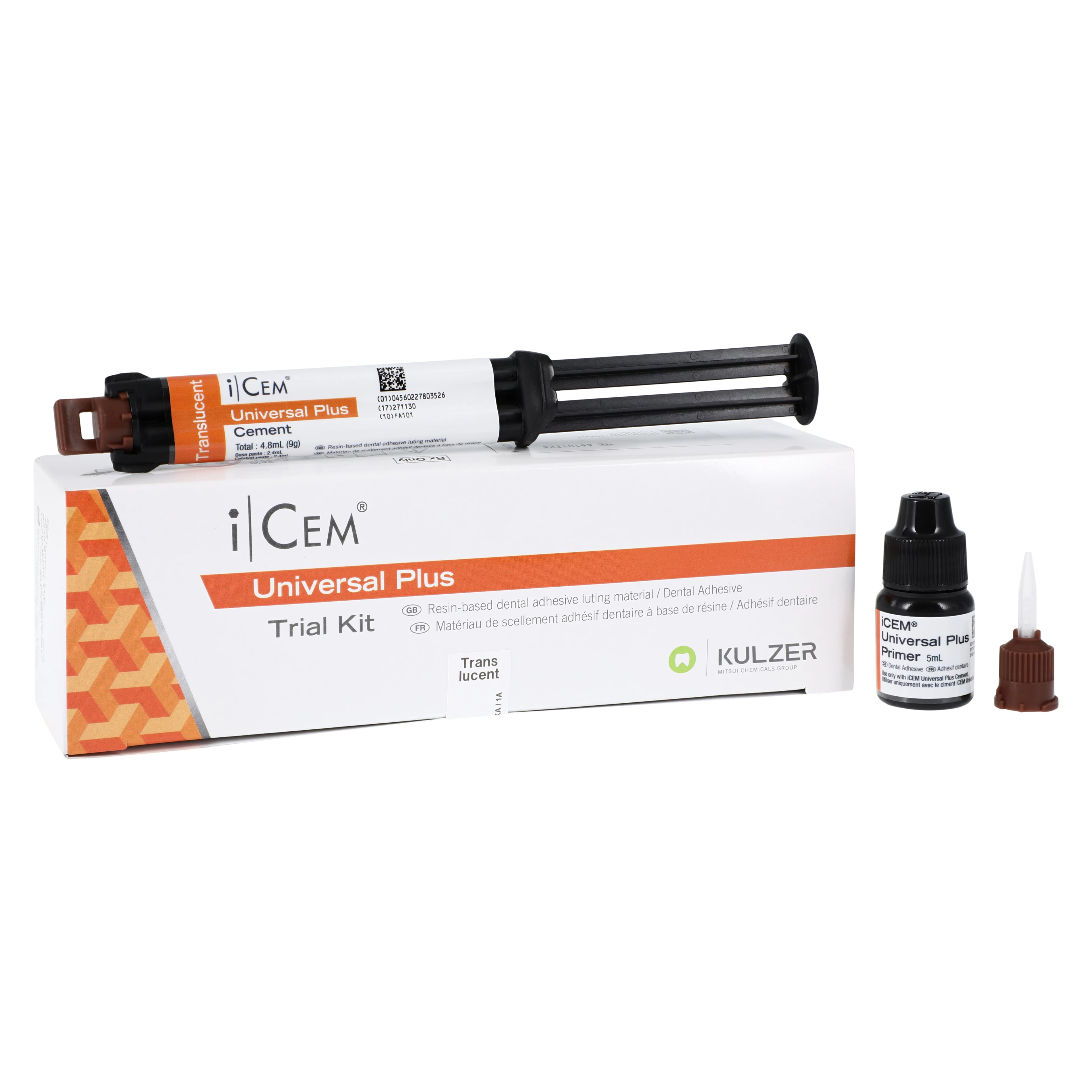 iCEM Universal Plus Trial Kit, Translucent, 1 x 4.8 mL Syringe, 1 x 5 mL Primer, 20 Mixing Tips, 66101226