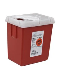 SharpSafety Phlebotomy Sharps Container, 2.2 Quart, Red with Translucent Top and Sliding Lid, 1522SA