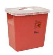 SharpSafety Multi-Purpose Sharps Container with Rotor Opening Lid, 2 Gallon, Red, 8970