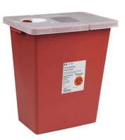SharpSafety Large Volume Sharps Container, 8 Gallon, Red, Hinged Lid, 8980