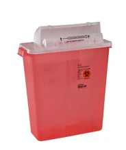 SharpStar Safety In-Room Sharps Container with Counterbalanced Lid, Transparent Red, 3 Gallon (12 Quart), 8537SA