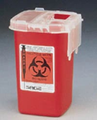 SharpSafety Phlebotomy Sharps Container, 1 Quart, Red, Translucent Sliding Lid, 1/Pk, 8900SA