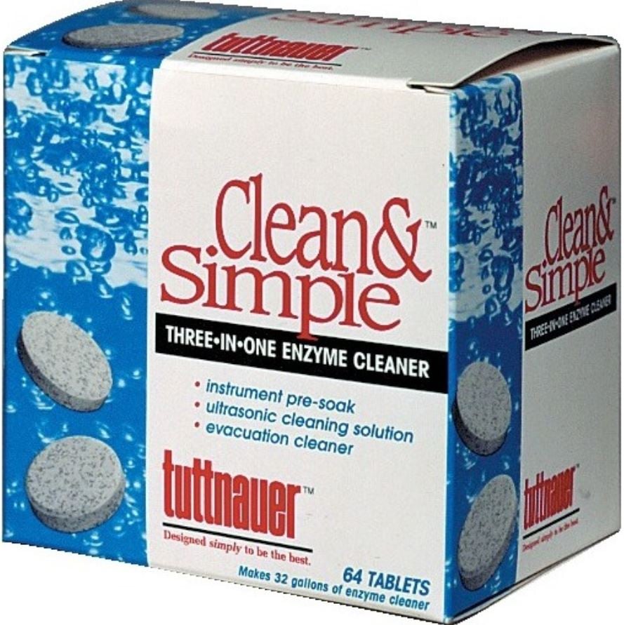 Clean & Simple Ultrasonic/Enzymatic Cleaning Tablets, 64/Pk, CS0064