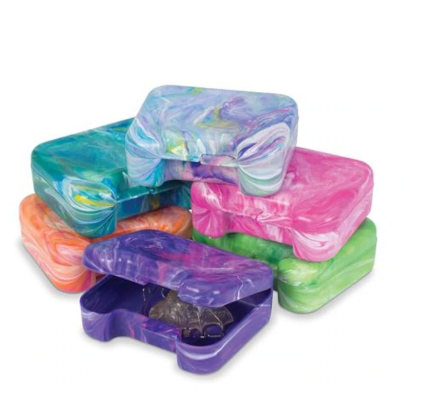 Practicon Paradise Retainer Cases, Light Assorted Swirl Colors, Vented, Snap-Close, 24/Bag, 7145310