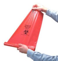 Infectious Waste Bags, 4 Gallon, Red, Biohazard Symbol, 25/Roll, IWB4