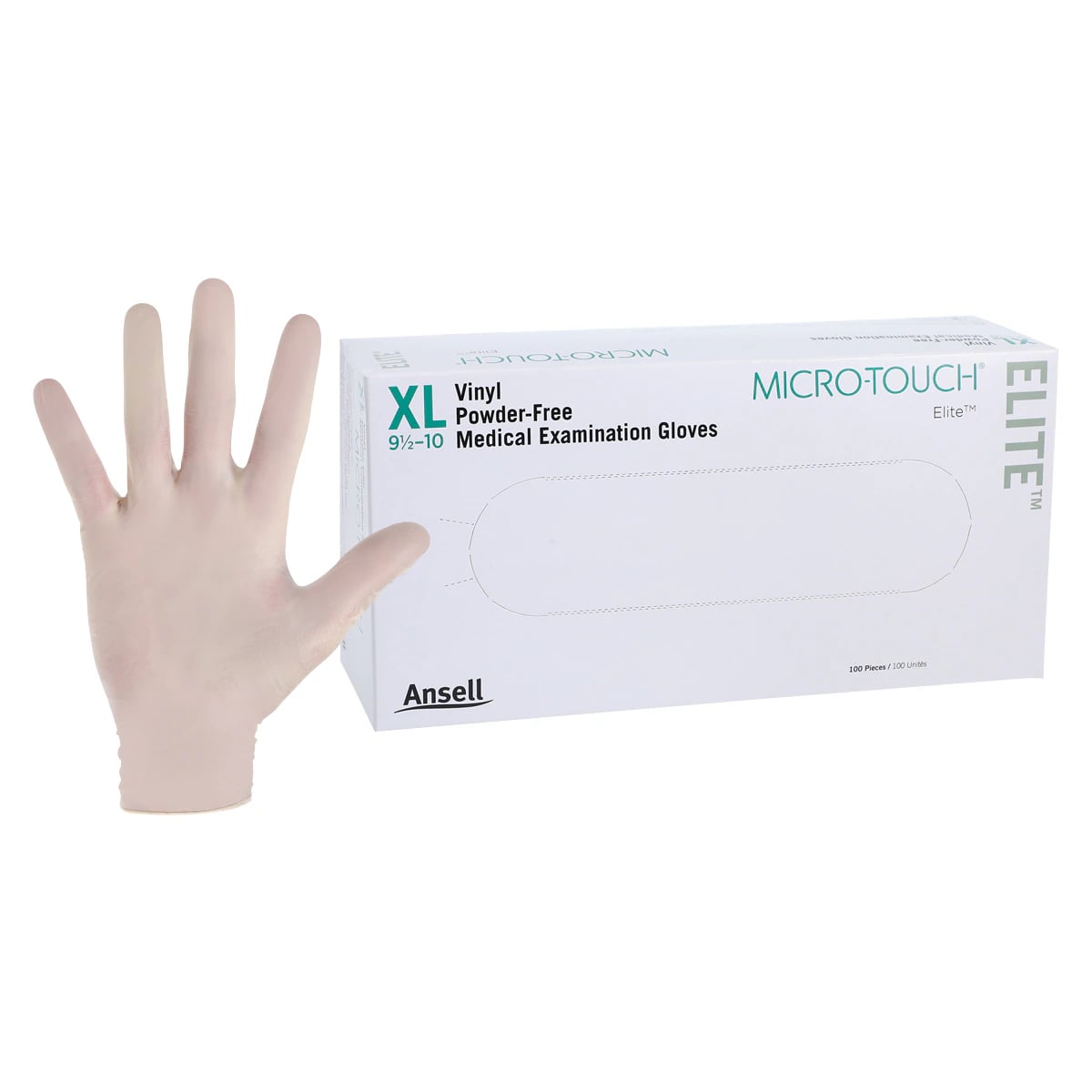 Micro-Touch Elite Vinyl Examination Gloves, Powder-Free, Non-Sterile, X-Large, Cream, 100/Box, 3094