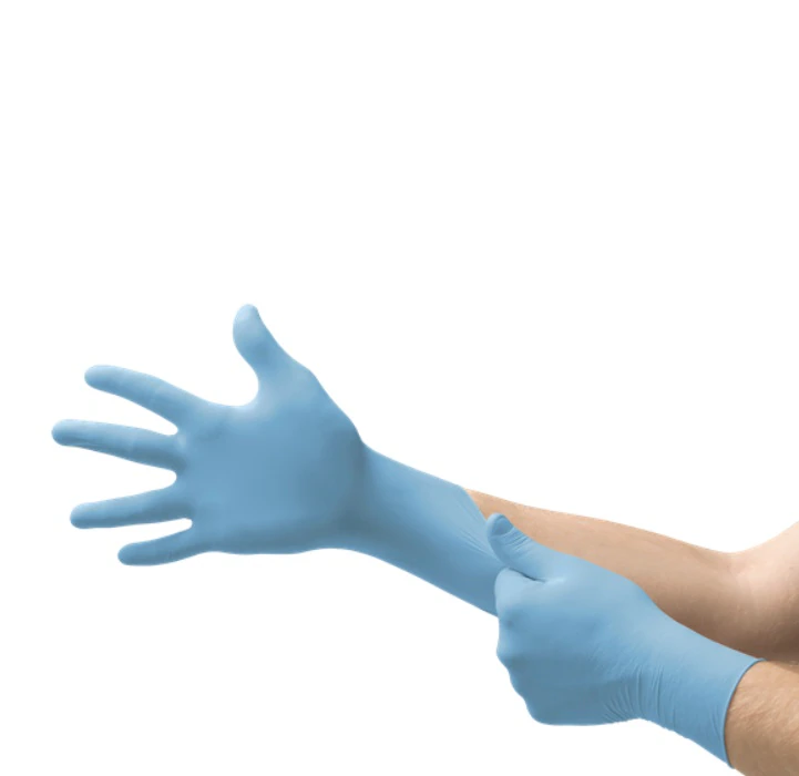 Ansell Microflex 92-134 Versatility Nitrile Exam Gloves, Powder-Free, Textured Fingertips, Blue, Small (6.5-7), 100/Box, 92134070