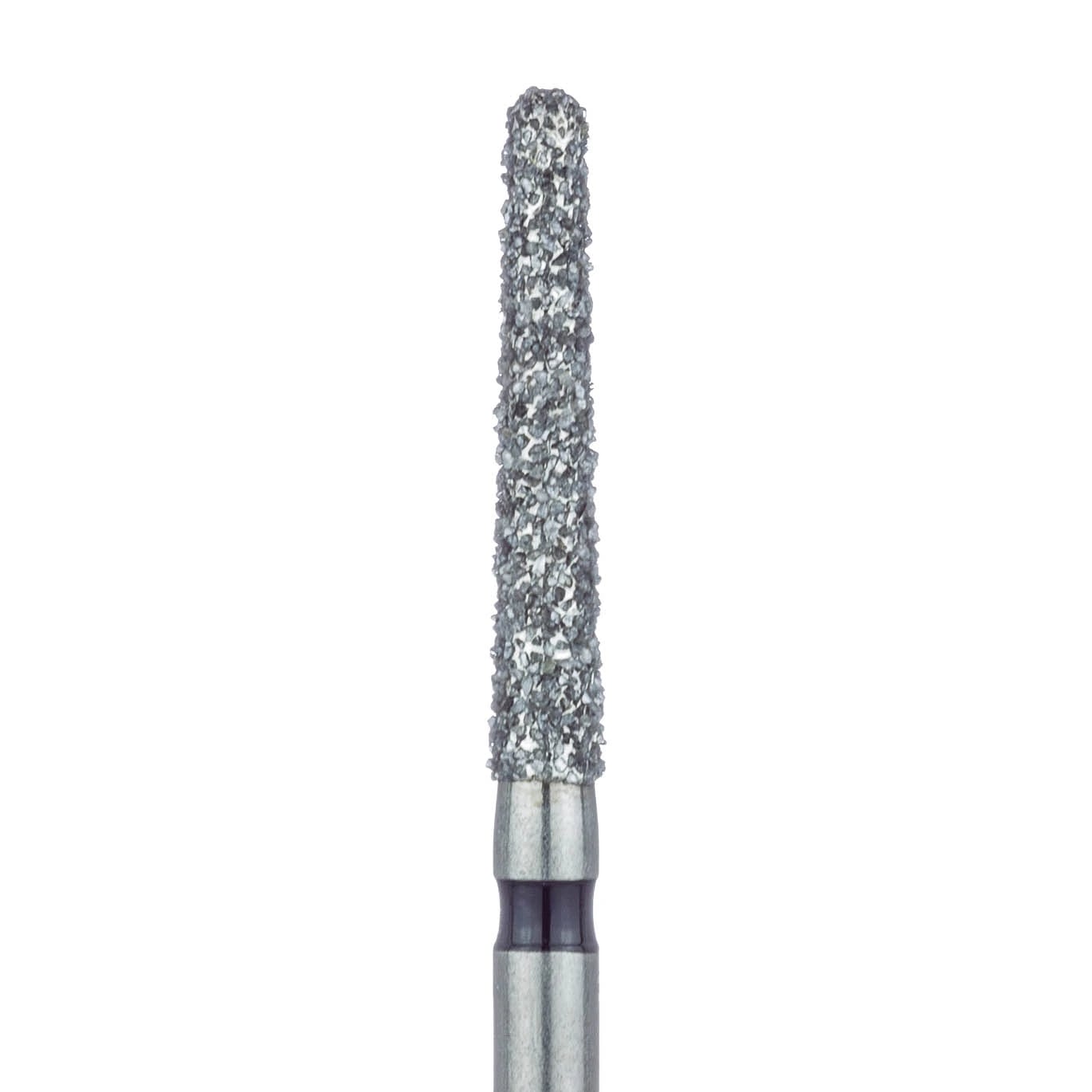Meisinger 852H-018 Diamond Bur, FG, Super Coarse, Round End Taper, 1.8 mm Head, 10 mm Working Length, Black, 5/Pk