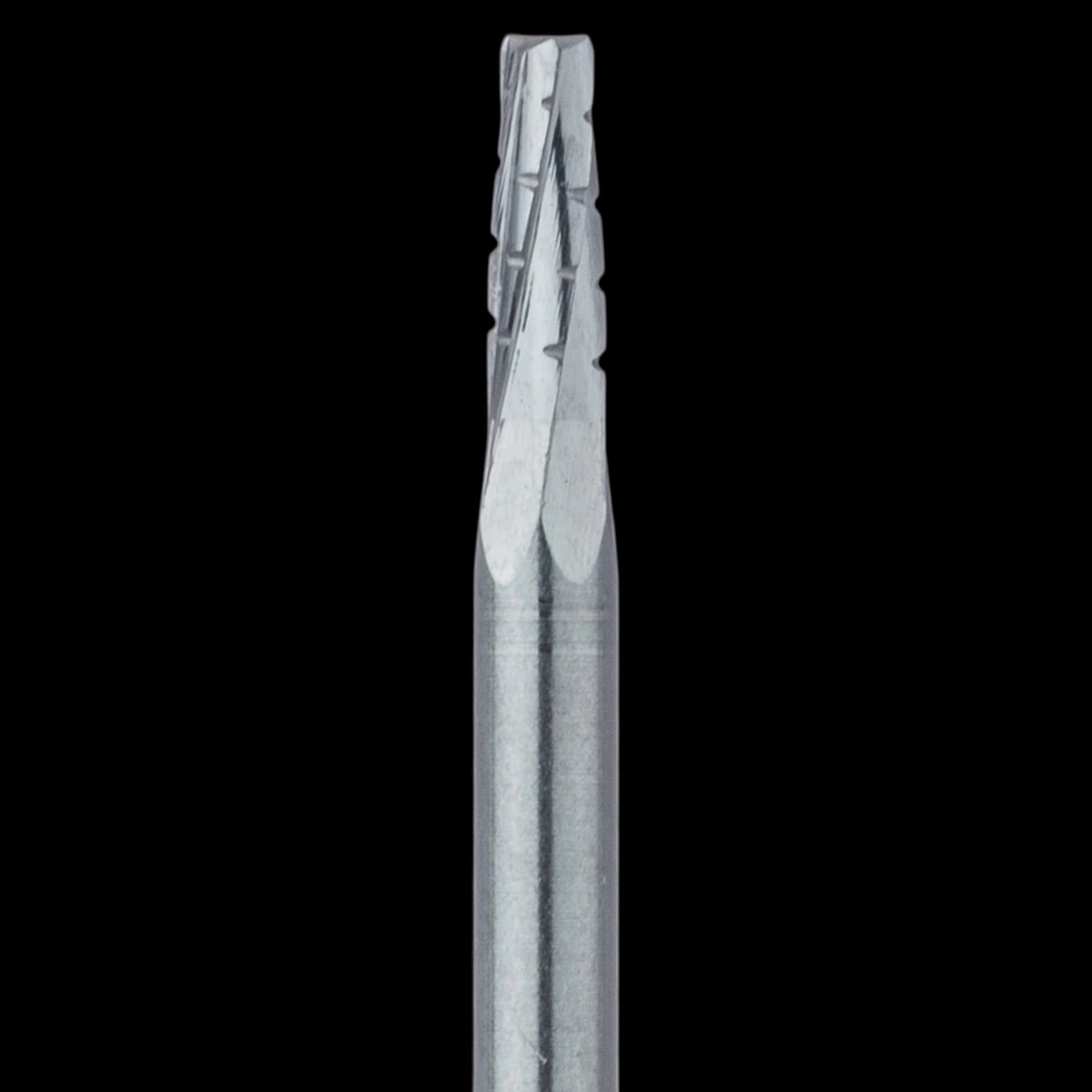 Meisinger Tungsten Carbide Bur #702, HM33 Tapered Fissure, Flat End, Crosscut, Friction Grip Extra Long (FGXL), 1.6 mm Diameter, 5/Pkg, HM33-016-SU