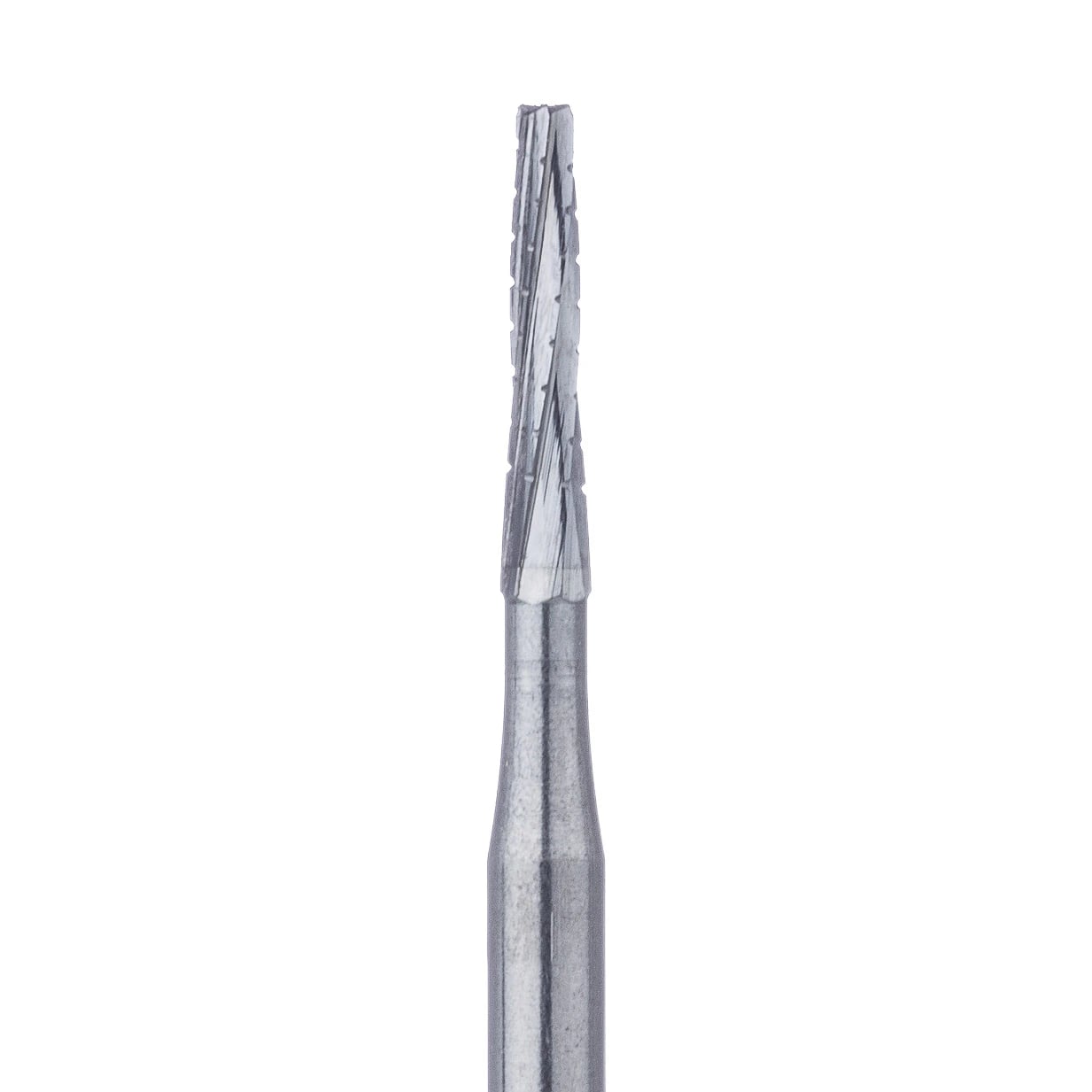 Meisinger Tungsten Carbide Bur HM 33L-012-FGL, #701L, Tapered Fissure Cross-Cut, Flat End, Friction Grip Long Shank, 1.2 mm Head Diameter, 6.3 mm Head Length, 5/Pkg