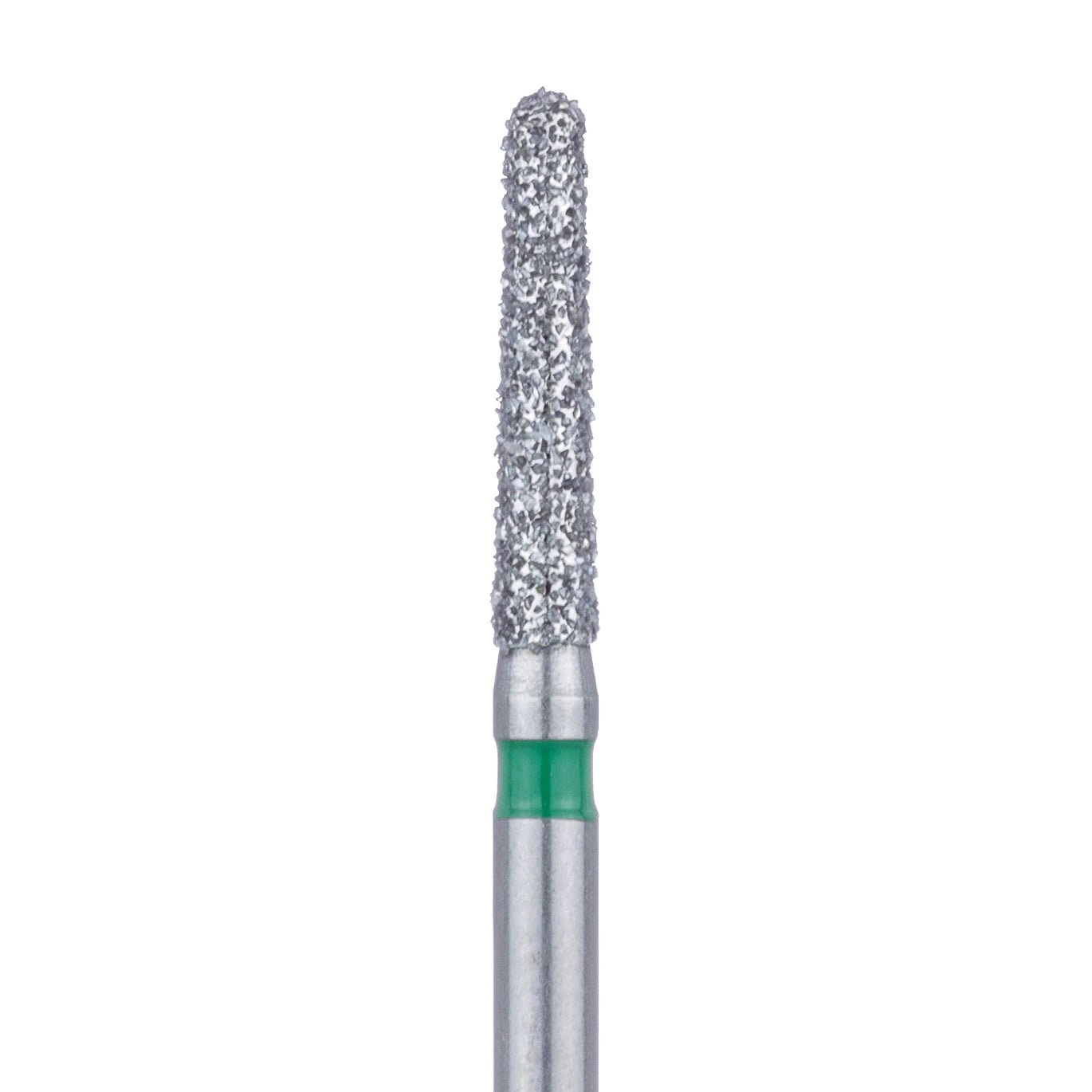 Meisinger FG #850G-016 Coarse Round End Taper Diamond Bur, 1.6mm Head, 8mm Working Length, Green Band, Multi-Use, 5/Pk