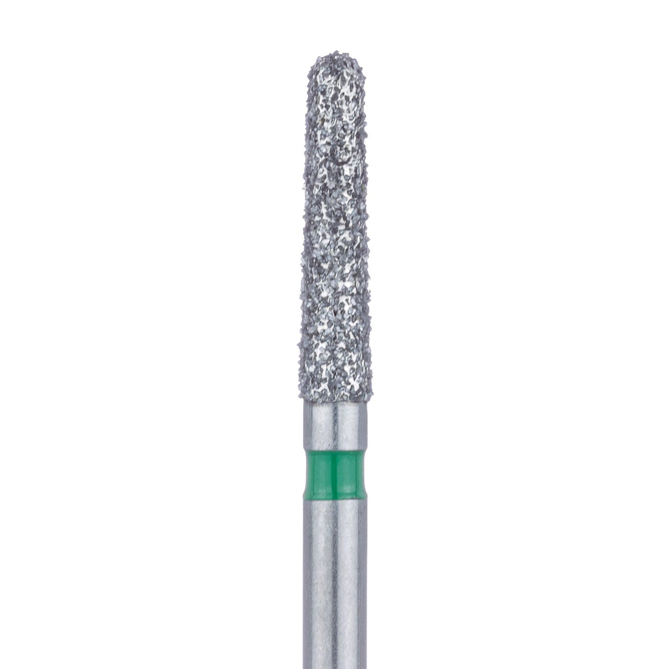 Meisinger 850G-018 FG Coarse Round End Taper Diamond Bur, 1.8 mm Head, 8 mm Working Length, Green, 5/Pk