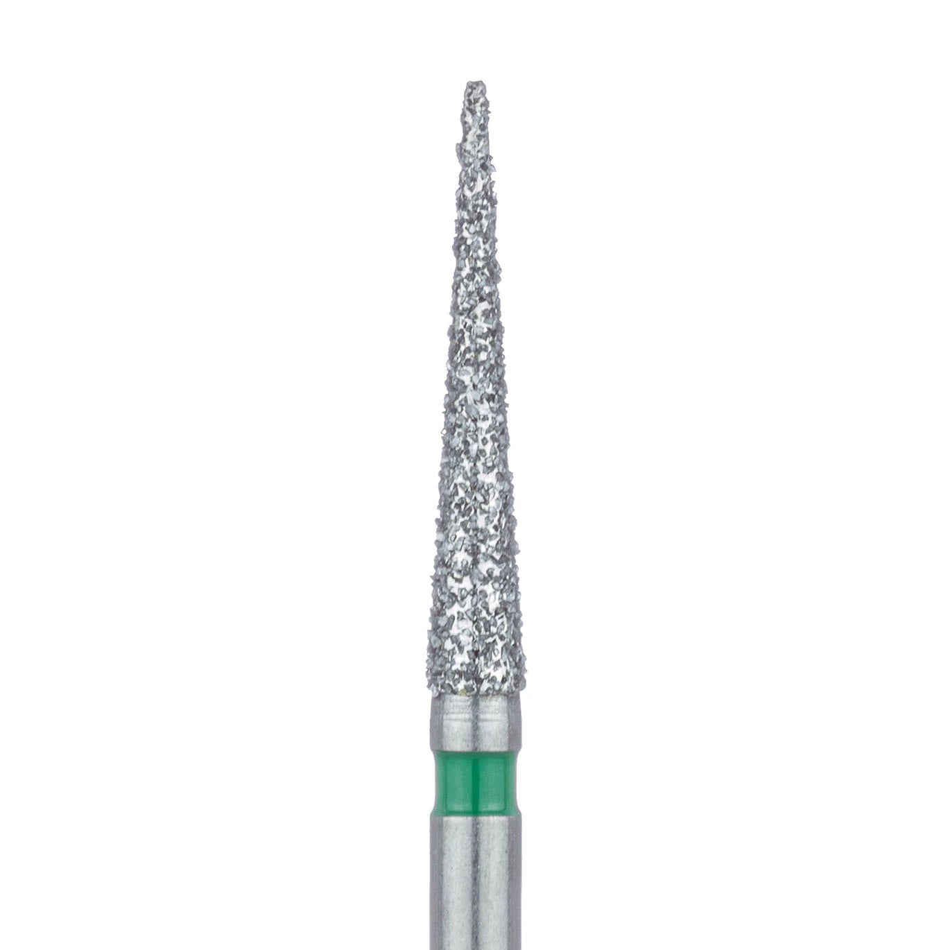 Meisinger 859G-018-FG Diamond Bur, FG, Coarse, Green, Needle, Point End, 1.8 mm Head Diameter, 10.0 mm Head Length, 5/Pkg