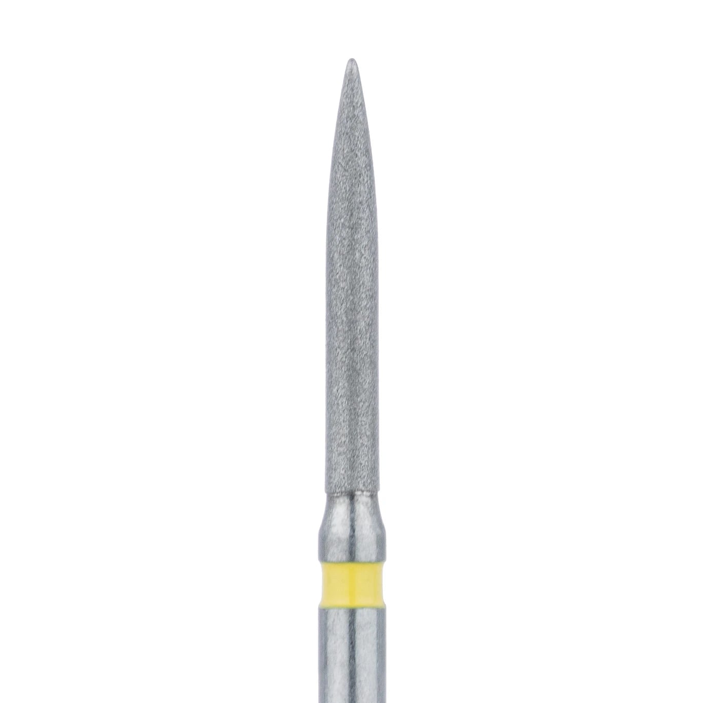 Meisinger 863C-012-FG Diamond Bur, FG, Extra Fine (Yellow), Flame, Point End, 1.2 mm Head Diameter, 10 mm Head Length, 5/Pkg