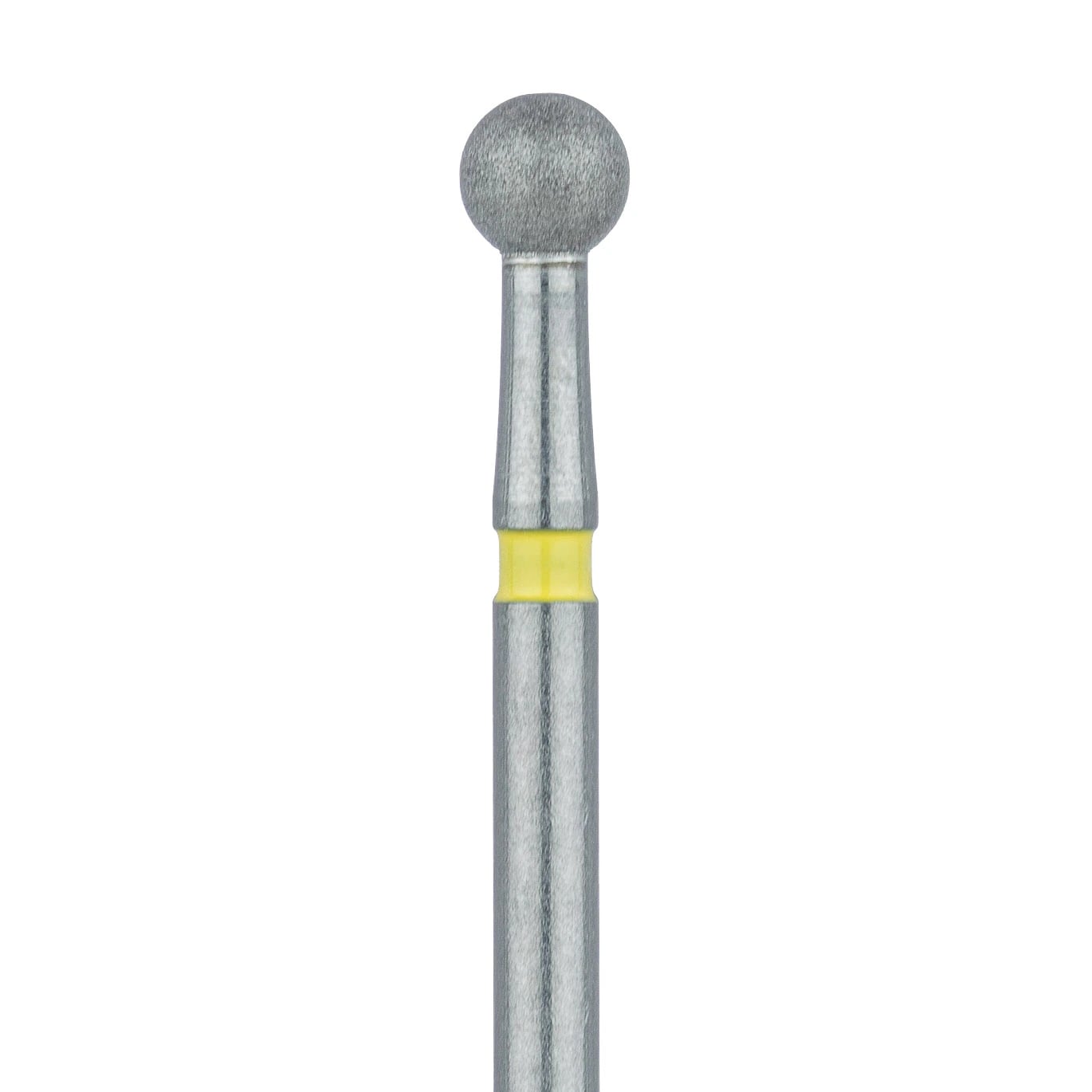 Meisinger 801C-025-FG Diamond Bur, FG, Extra Fine, Yellow Ring, Round Head, 2.5 mm Head Diameter, 5/Pkg
