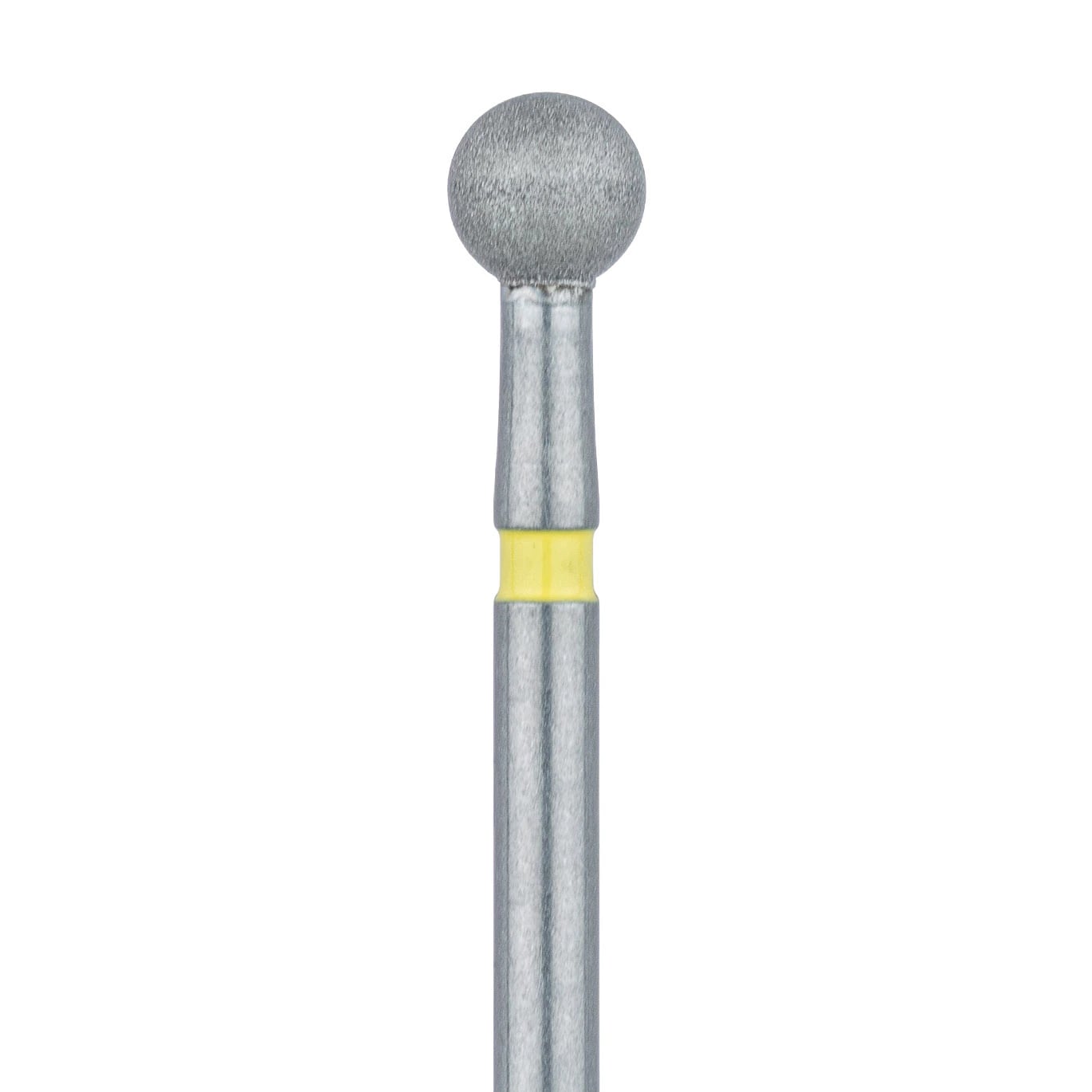 Meisinger 801C-029-FG Diamond Bur, Round, Extra Fine (X-Fine), Yellow Ring, Friction Grip, 2.9 mm Head Diameter, 5/Pkg