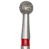 Meisinger 801F-023 Fine Diamond Bur, Round, RA, 2.3 mm, Red, 5/Pack
