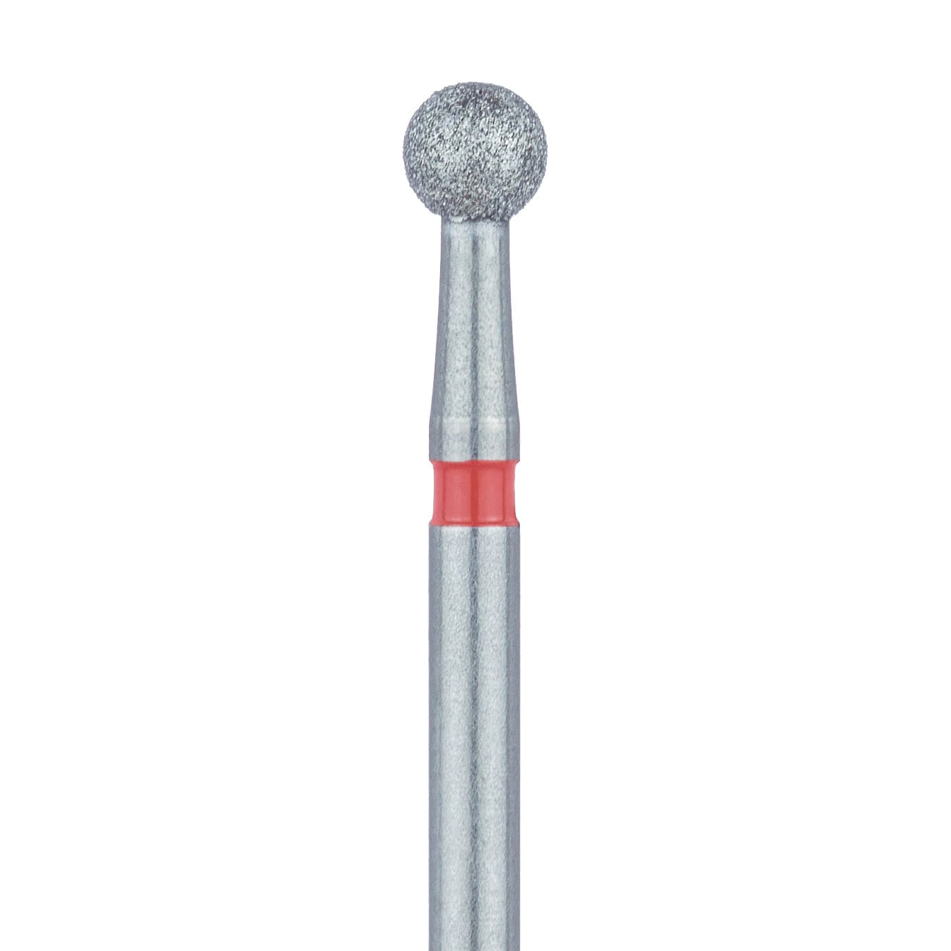 Meisinger 801F-025-FG Fine Diamond Bur, Round, Friction Grip, 2.5 mm, Red Ring, 5/Pk
