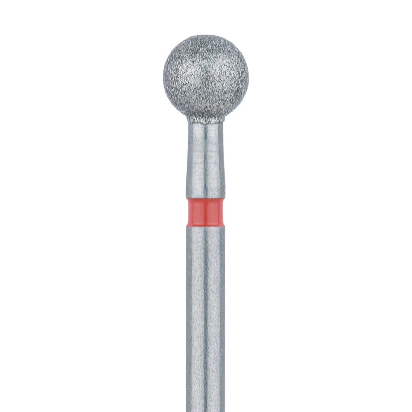 Meisinger 801F-033-FG Fine Diamond Bur, Round, Friction Grip, 3.3 mm, Red Ring, 2/Pk