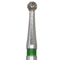 Meisinger 801G-014 FG Surgical Diamond Bur, Round, Coarse (Green), 1.4 mm, X-Long Shank, 5/Pack