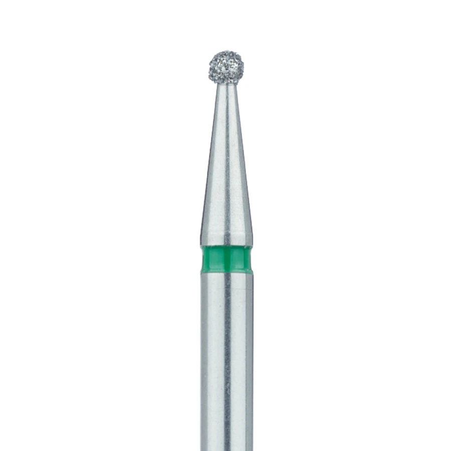 Meisinger 801G-016-HP Coarse Diamond Bur, Round, 1.6 mm, Green Ring, Multi-Use, 5/Pk