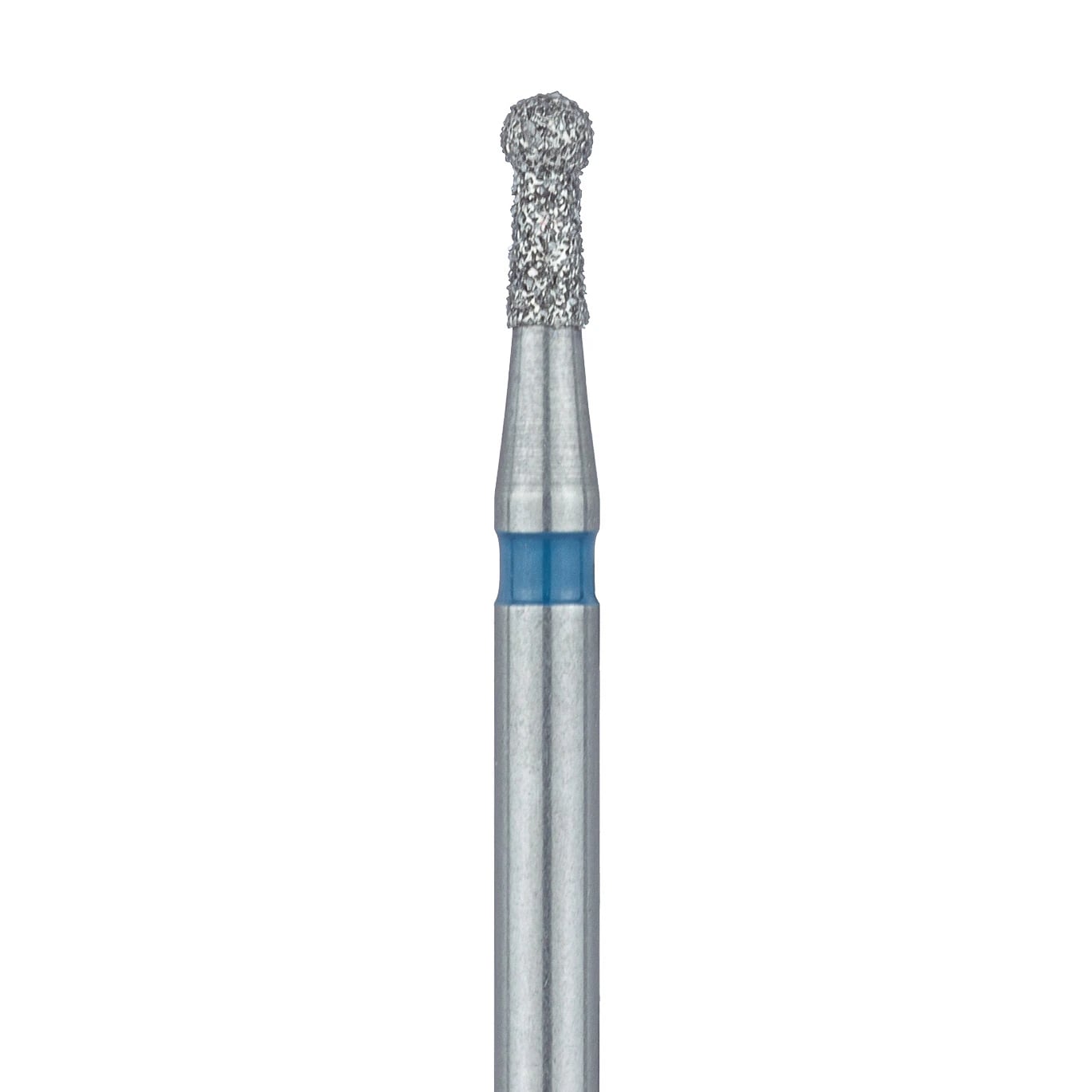 Meisinger 802-014-FG Diamond Bur, Round, Medium Grit, Blue Ring, Friction Grip, 1.4 mm Head Diameter, 3.5 mm Head Length, 5/Pkg