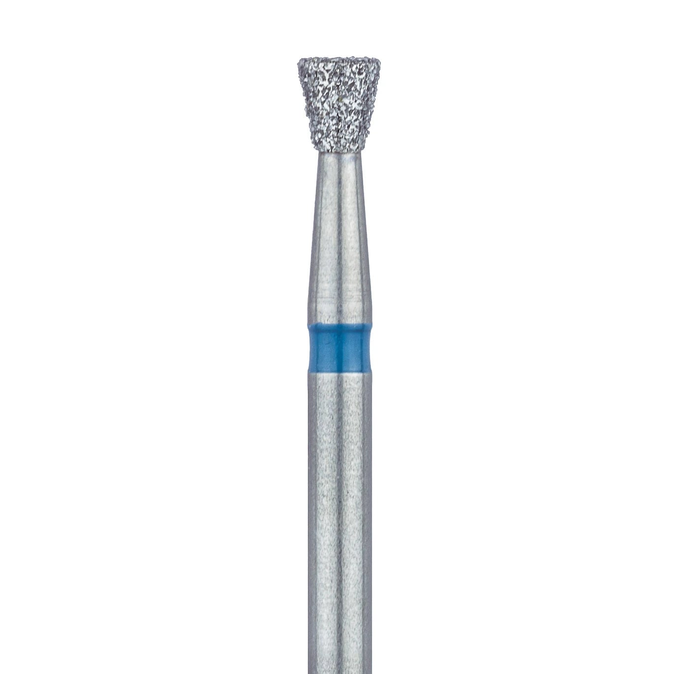 Meisinger 805-021-FG Diamond Bur, Inverted Cone, Medium Grit, Blue Ring, Friction Grip, 2.1 mm Head Diameter, 2.3 mm Head Length, 5/Pkg