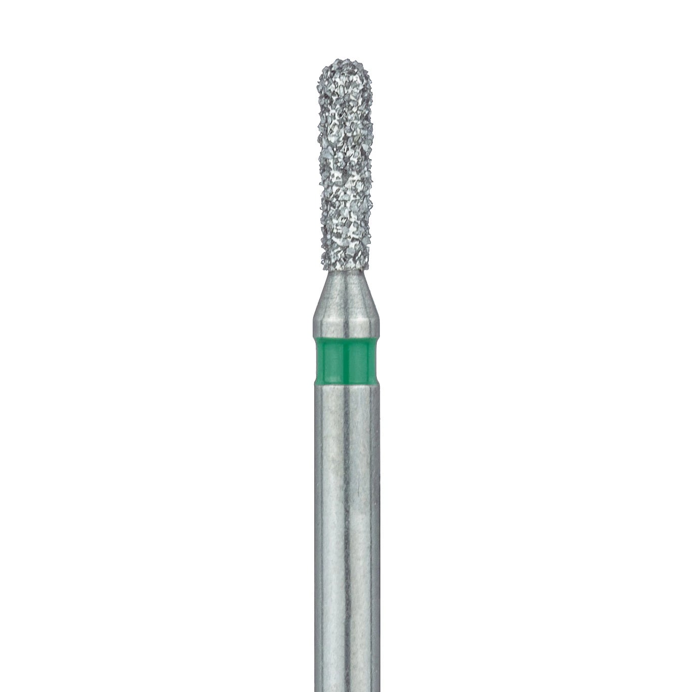 Meisinger 808RG-014-FG Coarse Diamond Bur, Round End Pear, Friction Grip, 1.4 mm Head Diameter, 5.0 mm Head Length, Green Ring, 5/Pkg